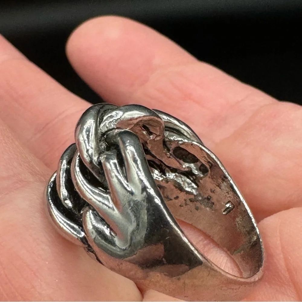 Chunky Silver Tone Braided Knot Thumb? Ring Size 8.5